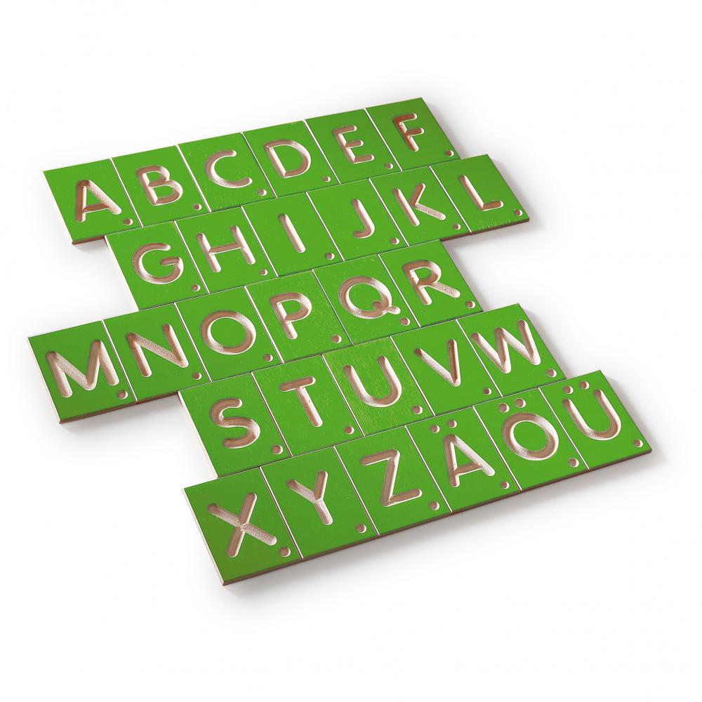 Lernspiel Großbuchstaben Holz Grün