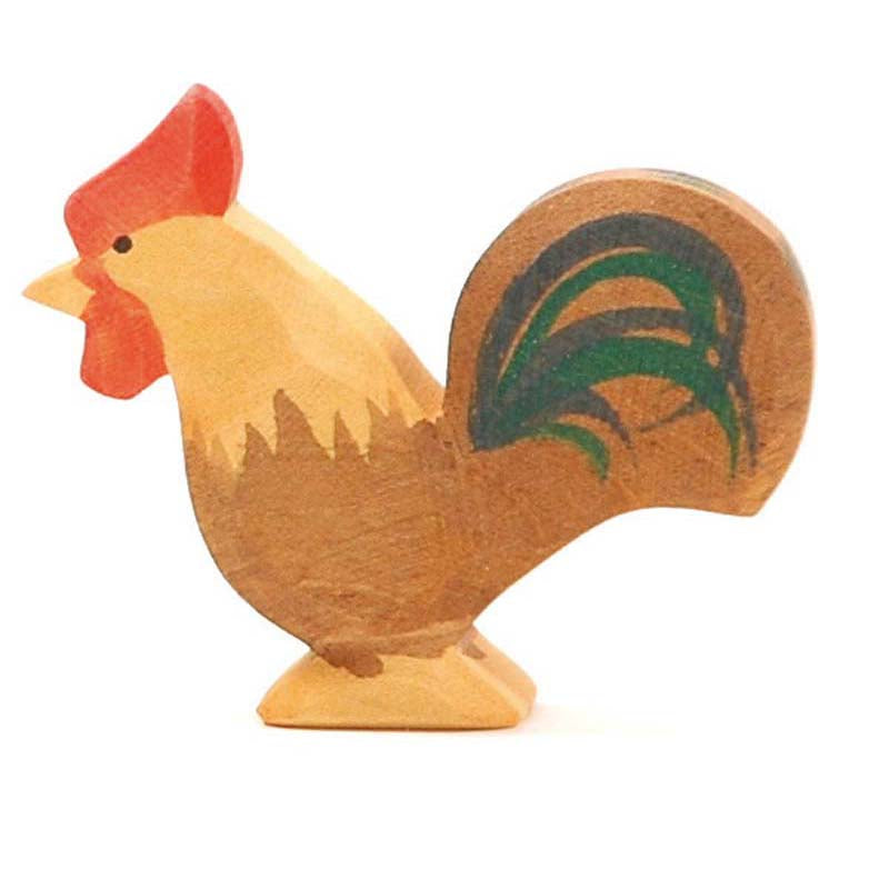 Hahn braun Holzfigur Kindergartenbedarf