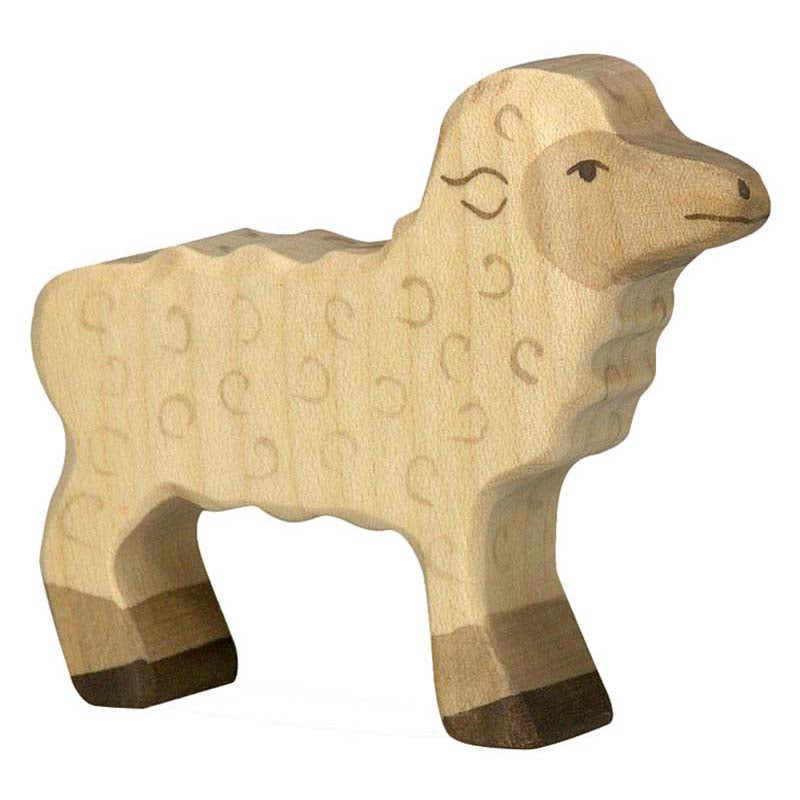 Lamm weiß Holzfigur Kindergartenbedarf