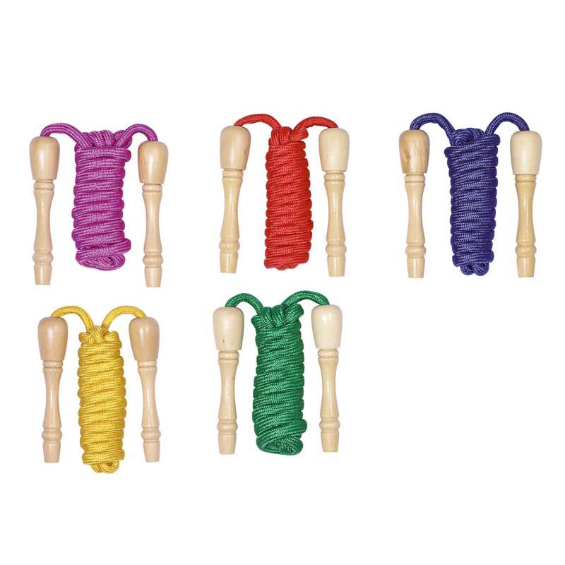 Springseil mit Holzgriff bunt